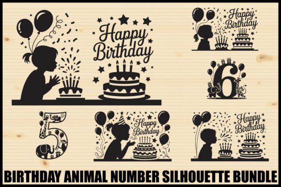 Download Birthday Animal Number Silhouette Bundle - Birthday animal Collection