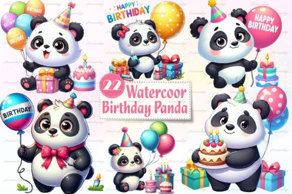 Download Panda Birthday Sublimation Clipart - Birthday Collection