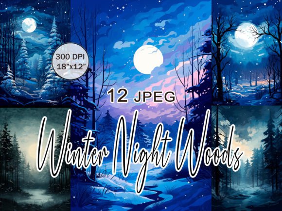Download Winter Night in the Woods JPEG Clipart - Woods Collection