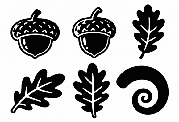 Download Oak Leaf Acorn Clipart Black White Icon - Premium Bundle