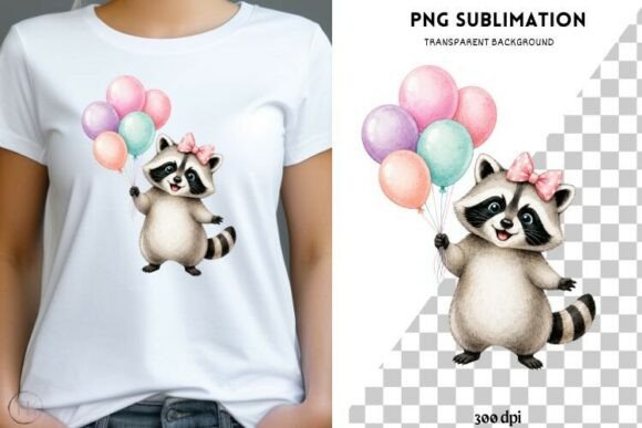 Download Raccoon with Balloons PNG, Cute Birthday - Birthday Collection