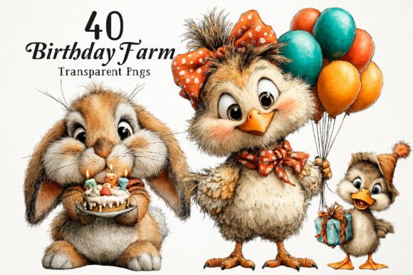 Download Cute Birthday Farm PNG Clipart - Birthday Collection