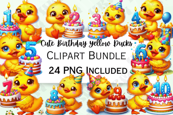 Download Cute Birthday Yellow Ducks Clipart - Birthday Collection