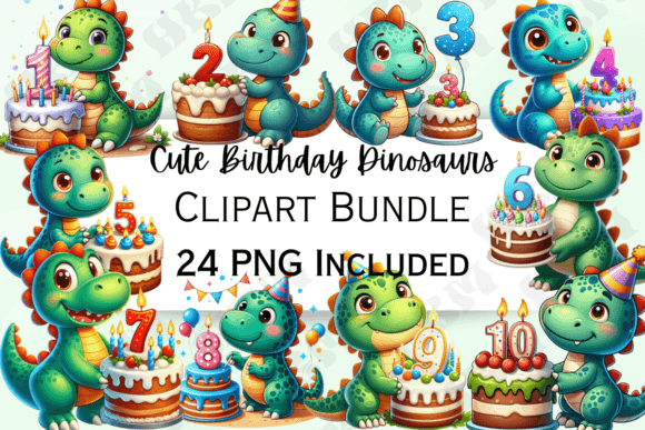 Download Cute Birthday Dinosaurs Clipart - Birthday Collection