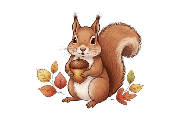 Download Cute Squirrel Holding Acorn Art - Premium Bundle