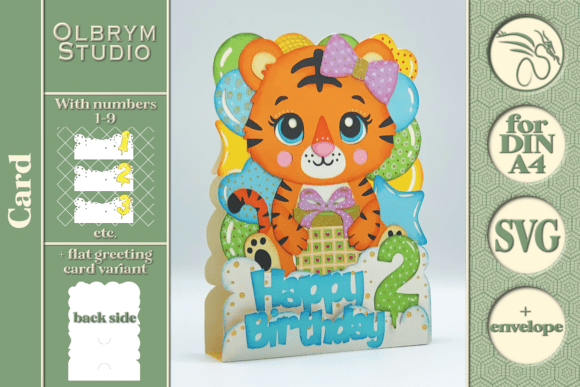 Download Baby Tiger Birthday Card Kawaii SVG - Birthday Collection