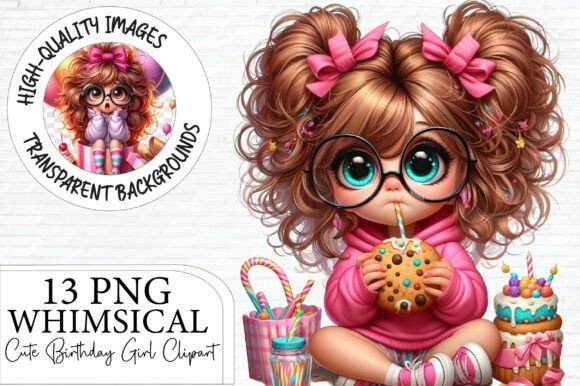 Download Whimsical Cute Birthday Girl Clipart - Birthday Collection