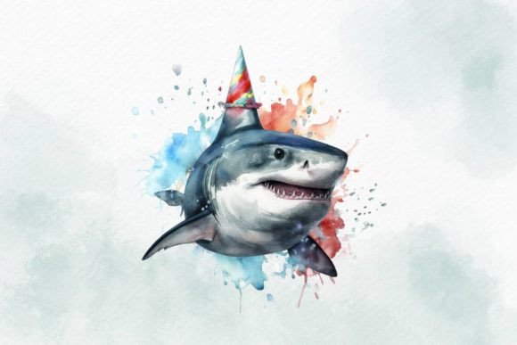 Download Birthday Shark Watercolor PNG Design - Birthday Collection