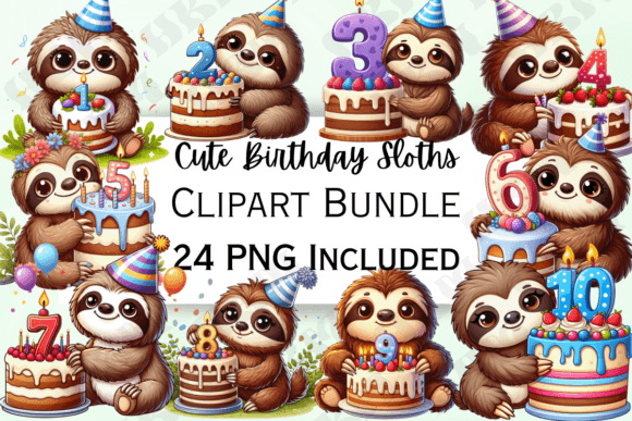 Download Cute Birthday Sloth Clipart - Birthday Collection