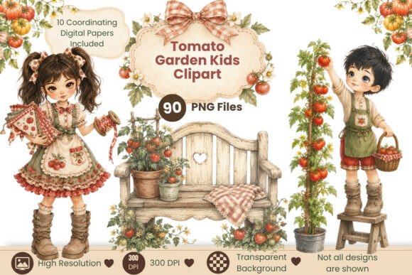 Download Tomato Garden Kids Clipart Bundle - Kids clipart Collection