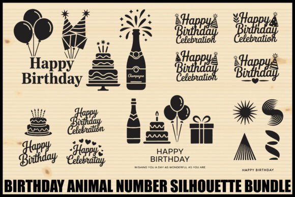 Download Birthday Animal Number Silhouette Bundle - Birthday animal Collection