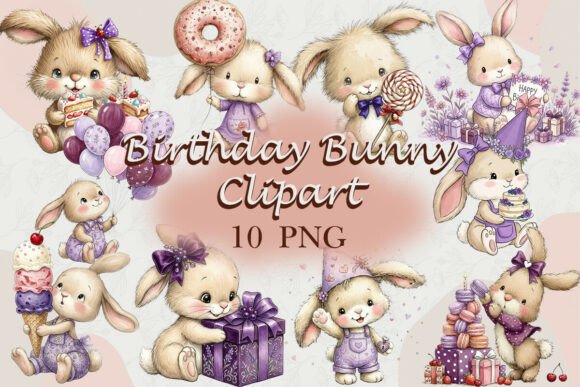 Download Cute Birthday Bunny Clipart PNG - Birthday Collection