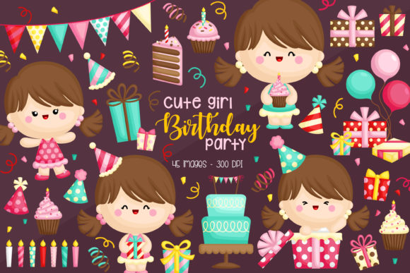 Download Cute Birthday Girl Clipart - Birthday Collection