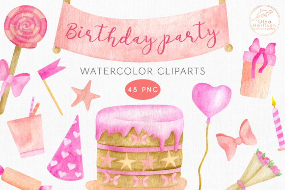 Download Birthday Party Watercolor Clipart Set - Birthday Collection
