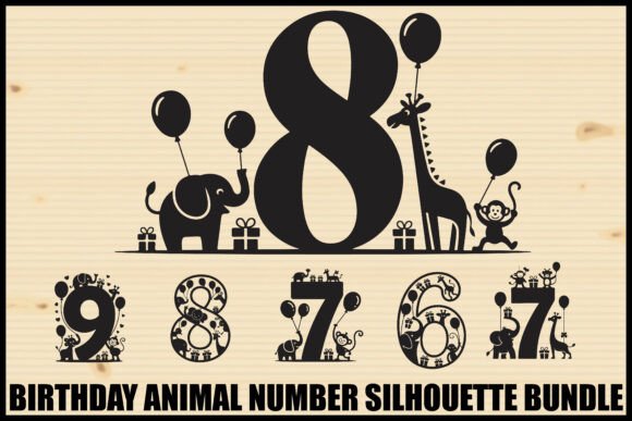 Download Birthday Animal Number Silhouette Bundle - Birthday animal Collection